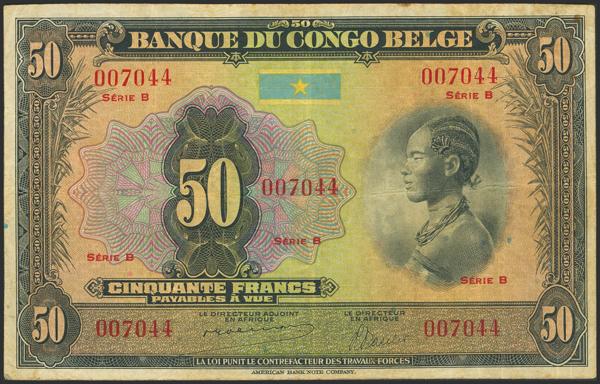279 - BELGIAN CONGO. 50 Francs. (1941ca). Banque du Congo Belge. (Pick: 16a). Very Fine. - 60€