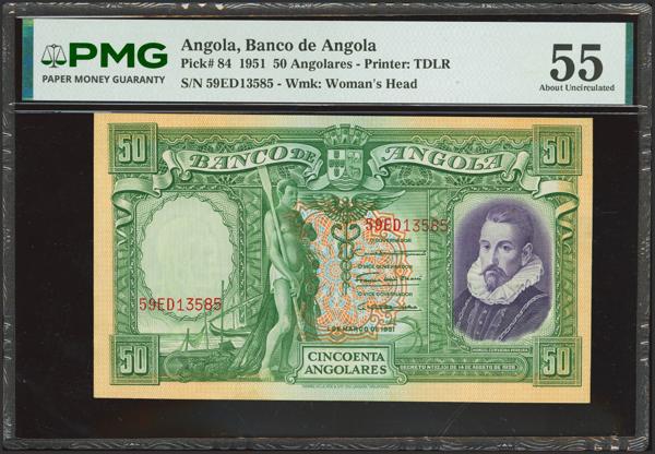 88 - ANGOLA. 50 Angolares. 1 March 1951 Banco de Angola. (Pick: 84). PMG55 - 560€