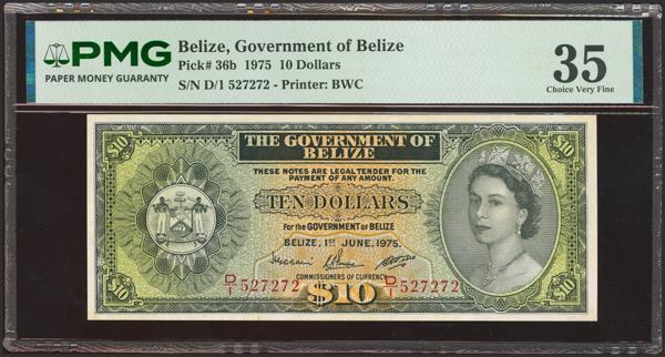 5226 - BELIZE. 10 Dollars. 1 June 1975. Government. (Pick: 36b). PMG35. - 190€