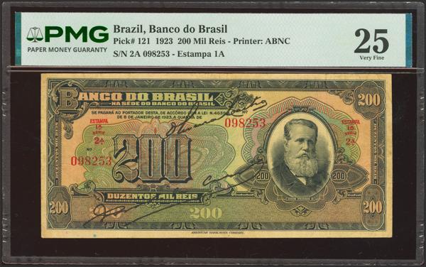 5424 - BRAZIL. 200000 Reis. 8 January 1923. Banco do Brazil. (Pick: 121). PMG25. - 400€