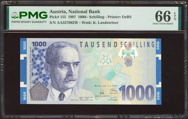 3100 - AUSTRIA. 1000 Schilling. 1 January 1997. National Bank. (Pick: 155). PMG66EPQ. - 175€