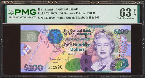 3111 - BAHAMAS. 100 Dollars. 2009. Central Bank. (Pick: 76). Rare. PMG63EPQ. - 100€