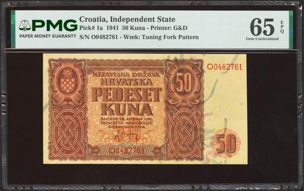 3321 - CROATIA. 50 Kuna. 26 May 1941. Independent State. (Pick: 1a). PMG65EPQ. - 140€