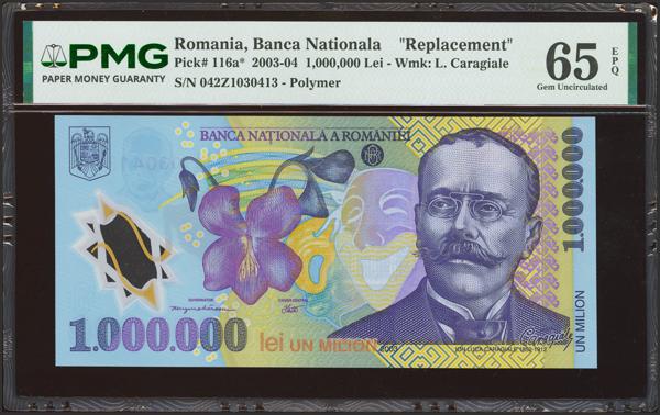 4067 - ROMANIA. 1000000 Lei. (2004ca) and replacement. Banca Nationala. (Pick: 116a*). PMG65EPQ. - 175€