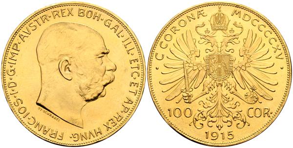 2003 - AUSTRIA, Francisco Jose I. 100 Coronas. 1915. (Km#2819). Reacuñación oficial. SC-. (Au. 33,84g/37mm). - 2.500€