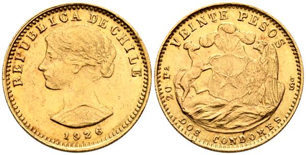 2007 - CHILE. 20 Pesos. 1926. (Km#168). MBC+. (Au. 4,08g/18mm). - 250€