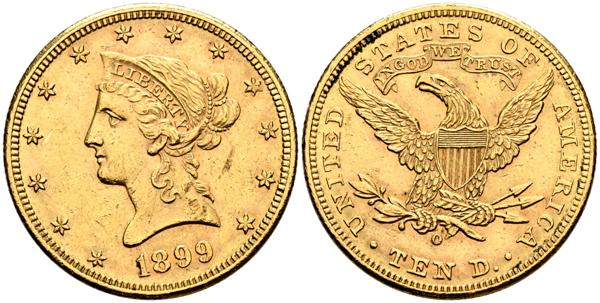 2056 - ESTADOS UNIDOS. 10 Dólares. 1899. Nueva Orleans O. (Km#102). EBC-. (Au. 16,71g/27mm). - 1.250€