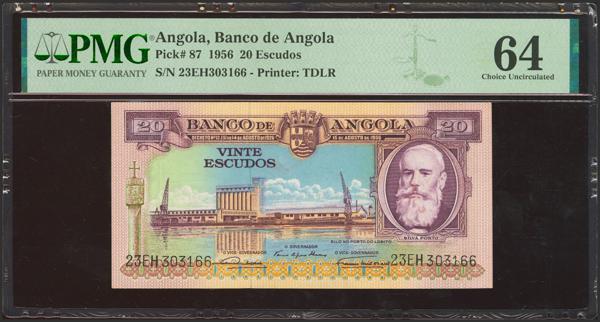 7054 - ANGOLA. 20 Escudos. 1953. Banco de Angola. (Pick: 87). Rare. PMG64. - 75€