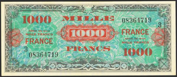 7764 - FRANCE. 1000 Francs. 1944. Allied Military Currency. (Pick: 120a). Very rare especially in this quality. Extremely Fine. - 400€