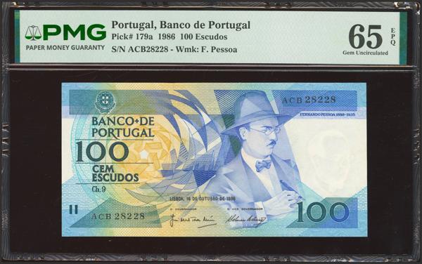 8582 - PORTUGAL. 100 Escudos. 16 October 1986. Banco de Portugal. (Pick: 179a). PMG65EPQ. - 25€